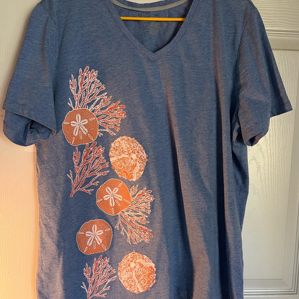 Reel Legends Blue Graphic V-Neck Tee